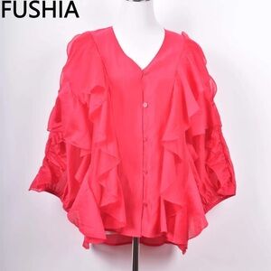 FROM PARIS FRANCE 🇫🇷 Women's Ruffled Pink Top